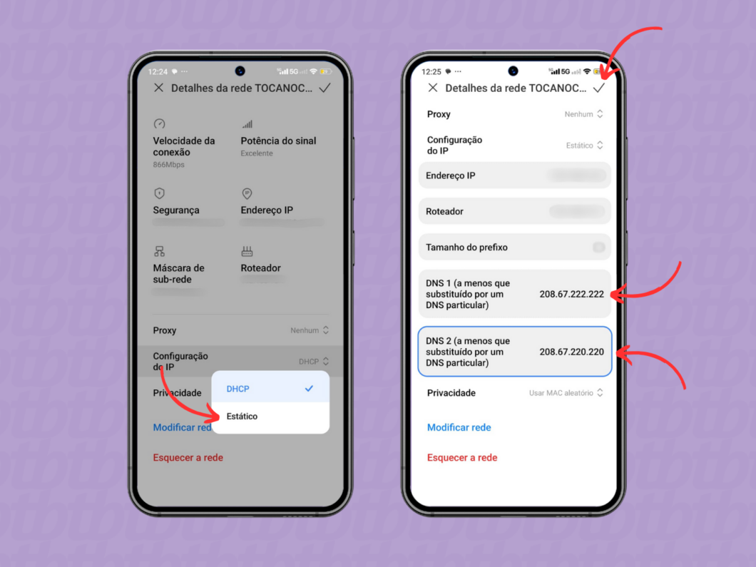 Configurando os endereços DNS do OpenDNS no Android