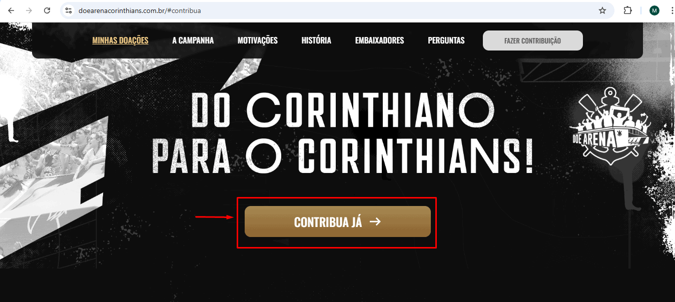 Passo a passo para doar na campanha Doe Arena Corinthians