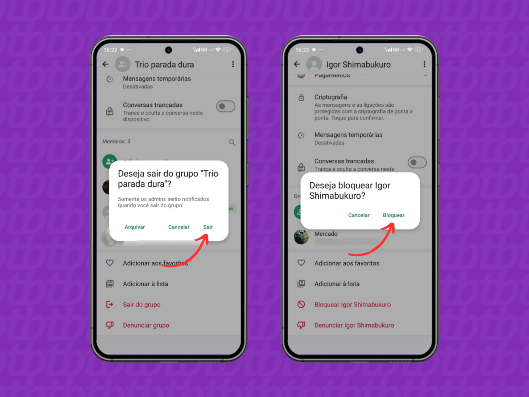 Saindo do grupo do WhatsApp e bloqueando os administradores