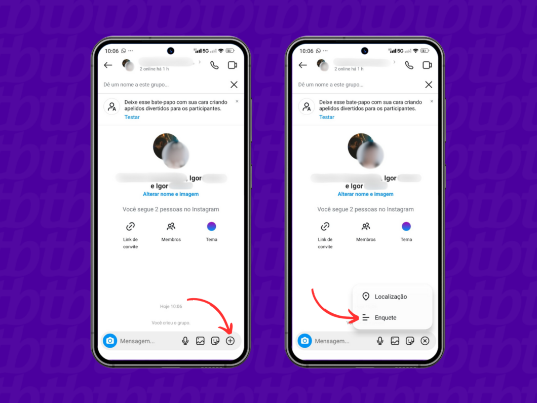 Usando o recurso enquete na DM do Instagram