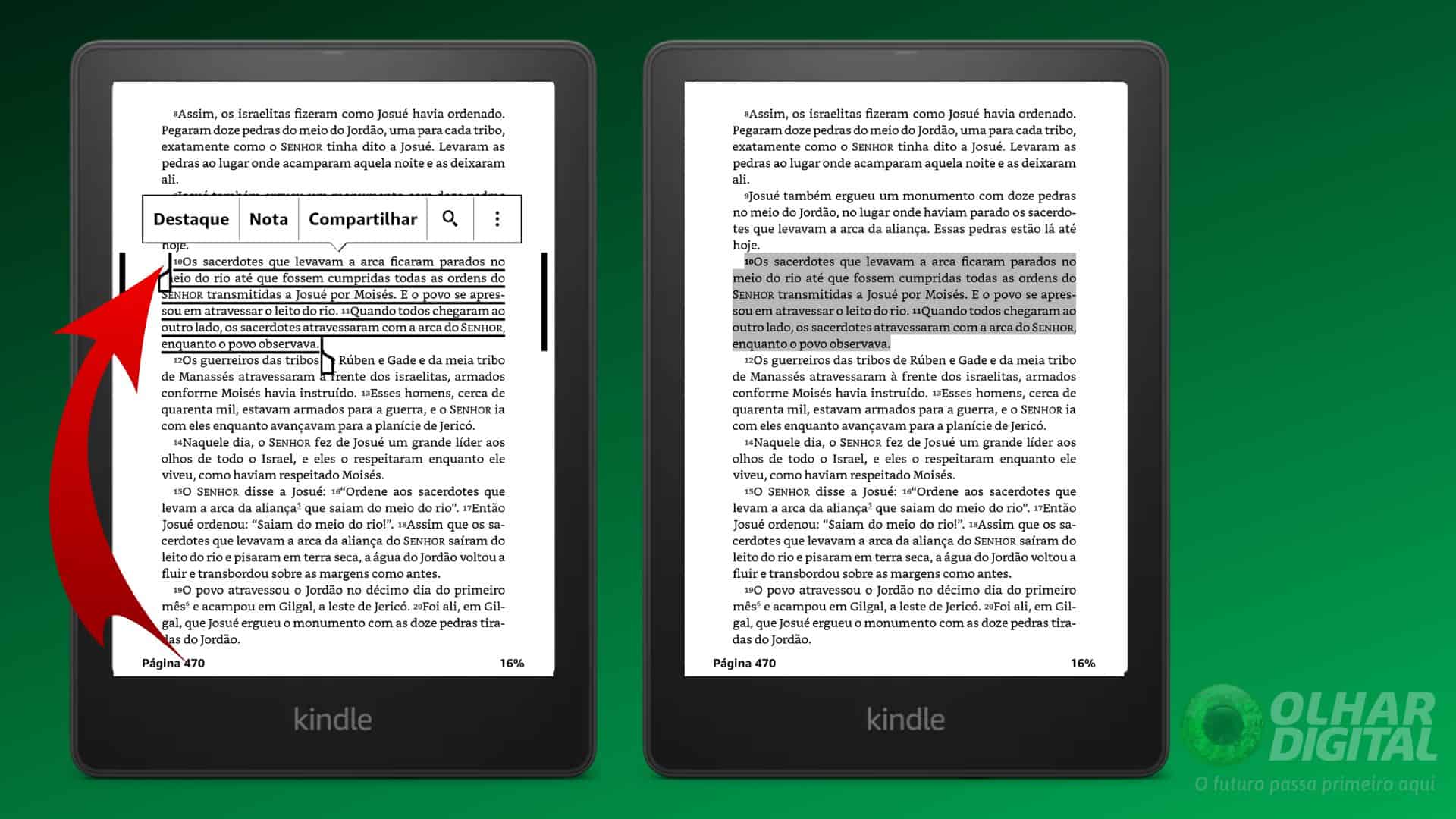 Marcação de trechos no Kindle