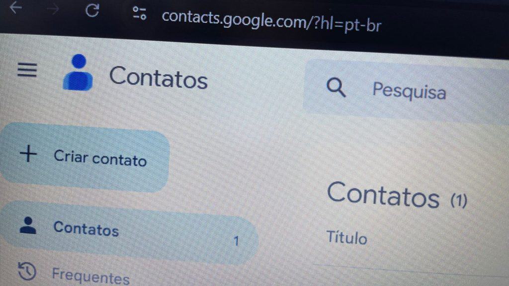 Interface do Google Contatos