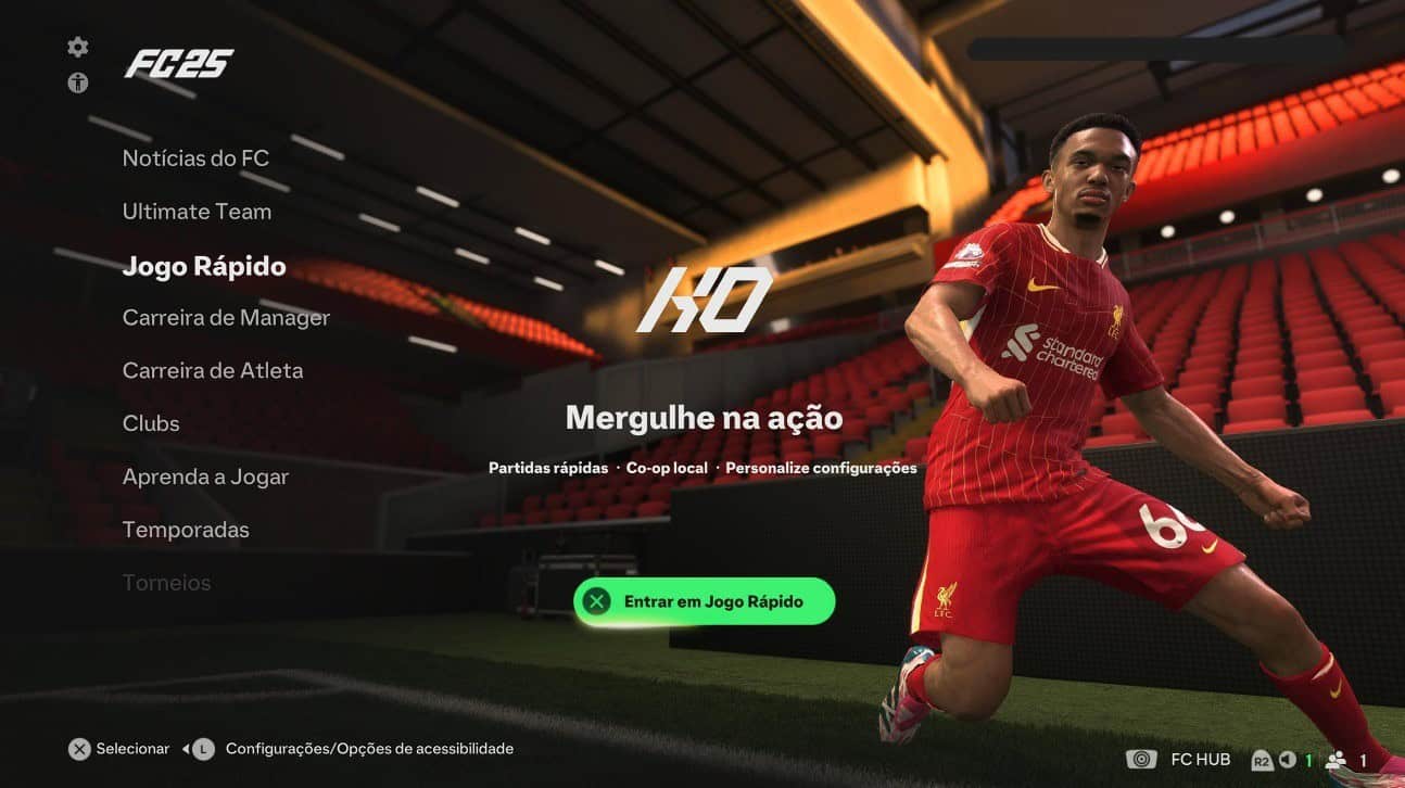 Menu de Jogo Rápido do EA Sports FC 25