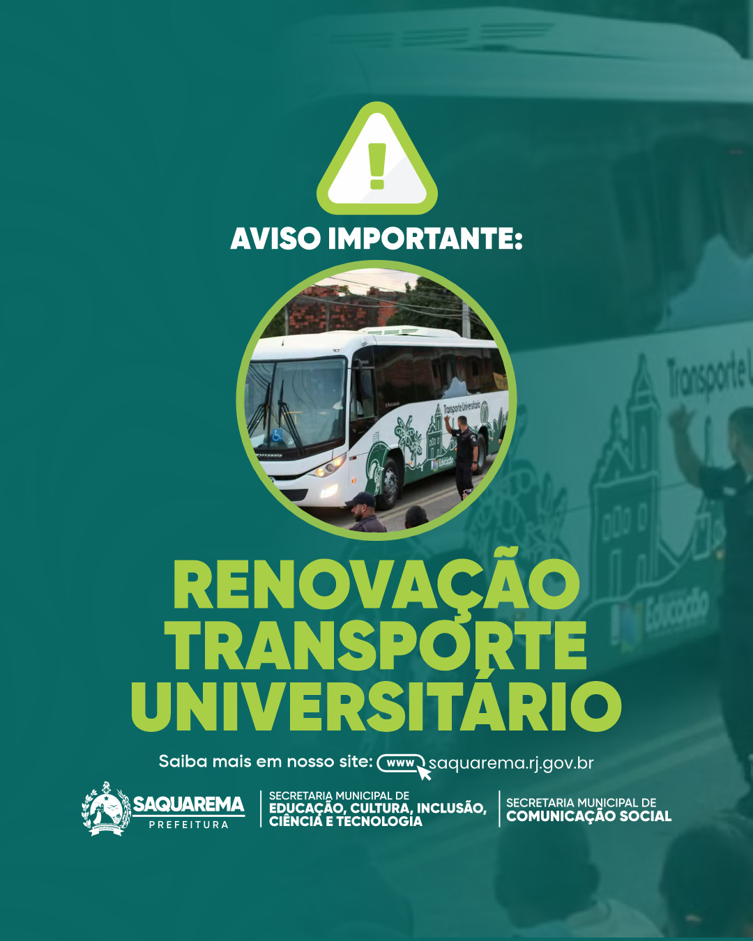 Prefeitura de Saquarema iniciará período de renovação do Transporte Universitário