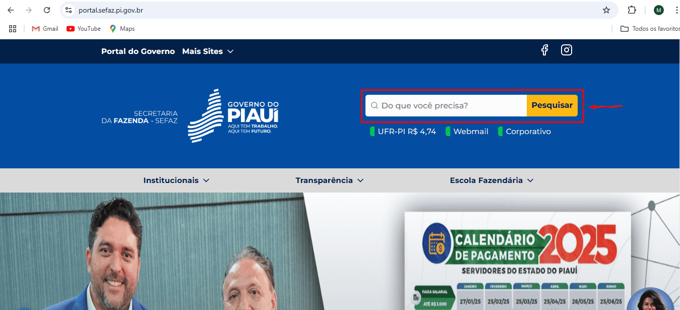 Como acessar informações sobre o IPVA 2025 no site da Secretaria da Fazenda do Piauí.