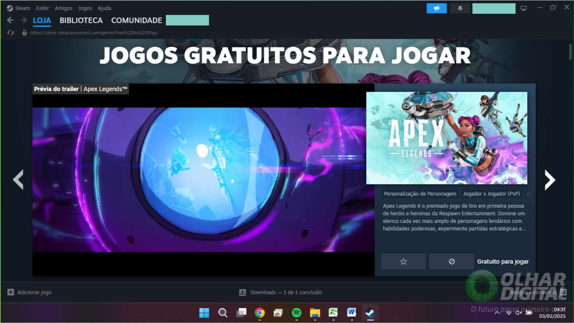 Seleção do jogo desejado para resgate