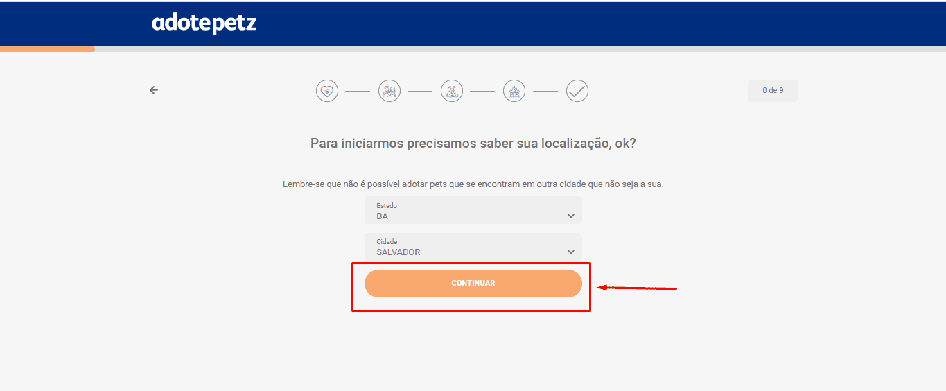 Passo 4 para identificar um cão ou gato no Adote Petz