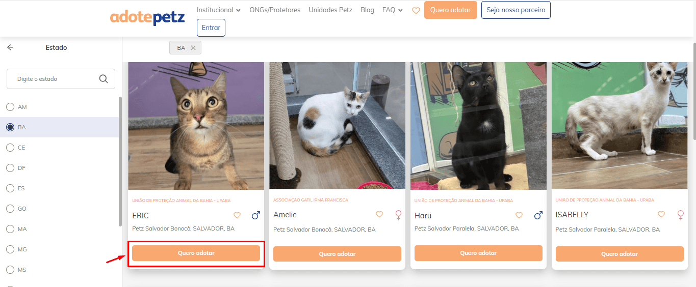 Passo 3 para encontrar um cão ou gato para adoção