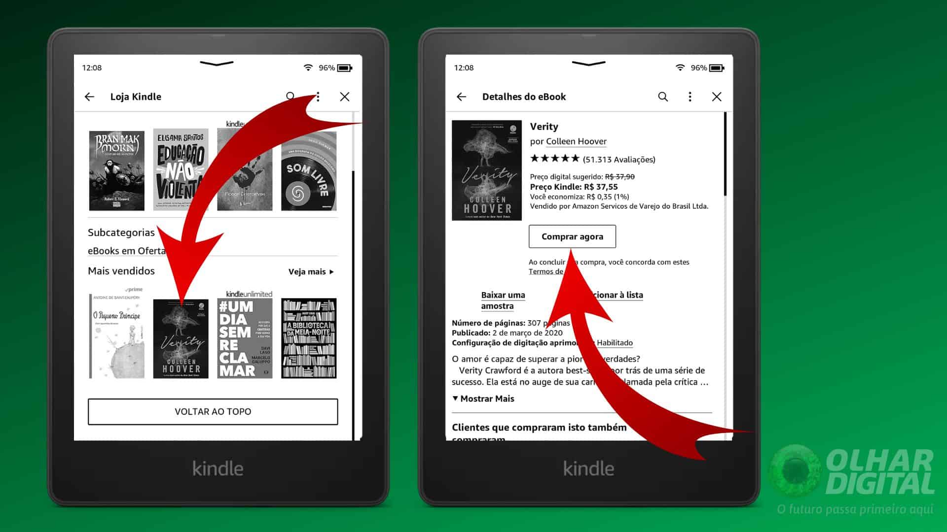 Tela de categoria do Kindle