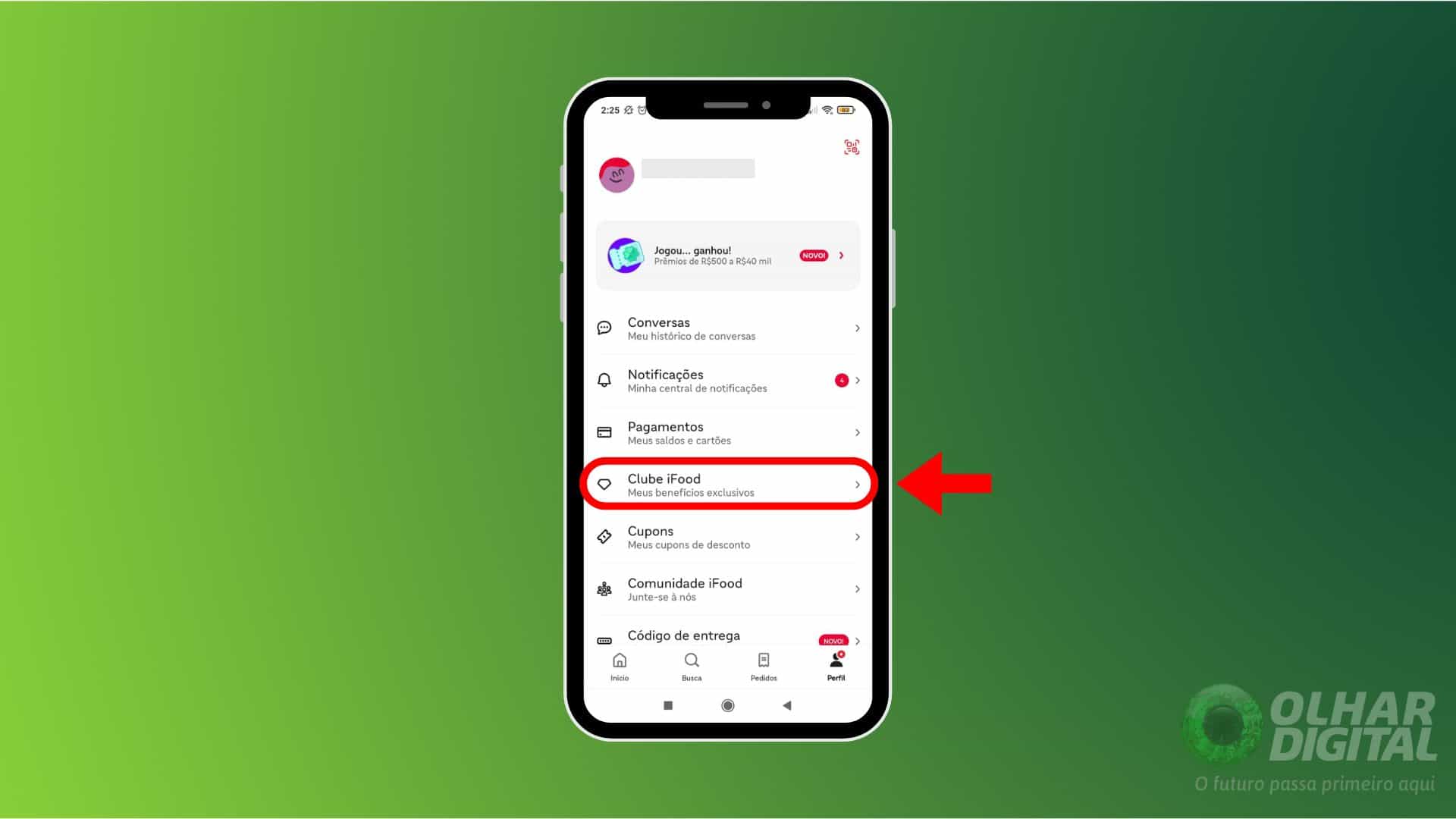 Seleção do Clube iFood no aplicativo