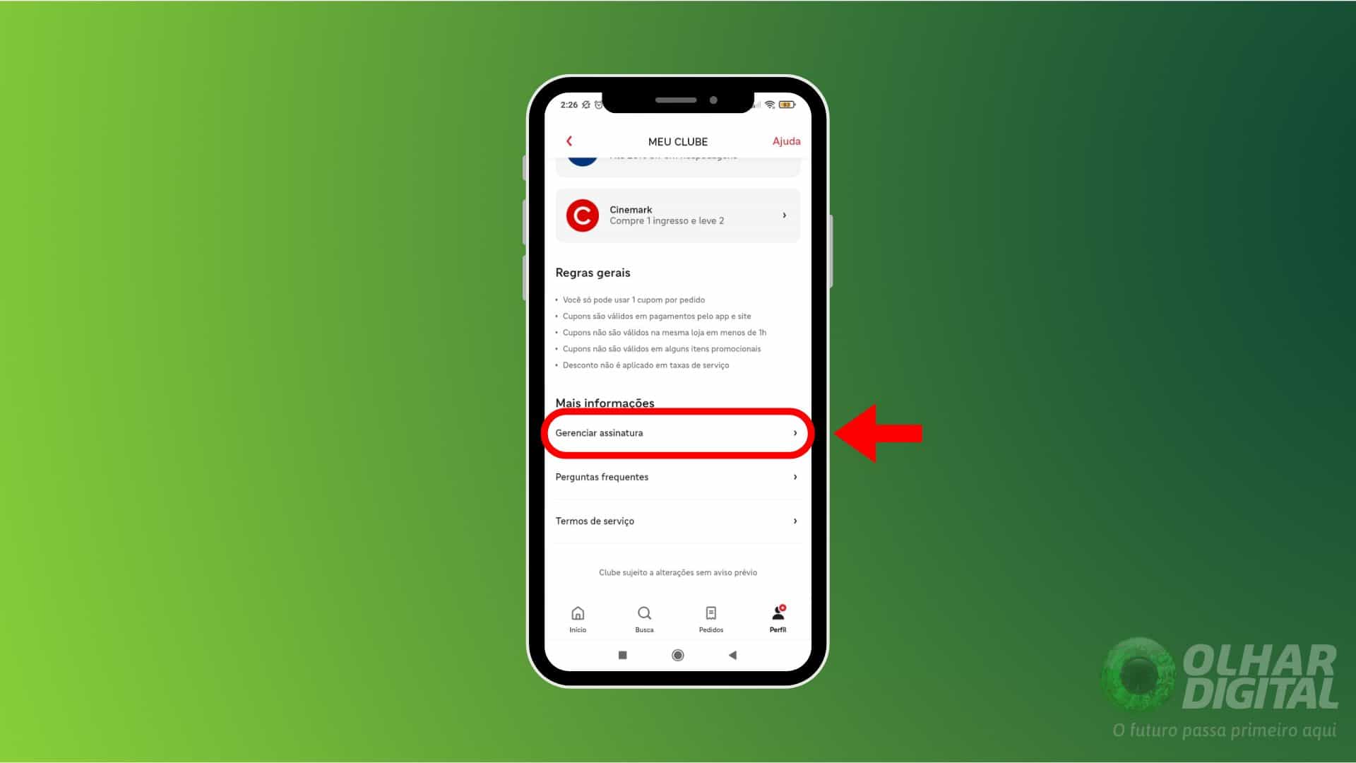 Gerenciando a assinatura do Clube iFood