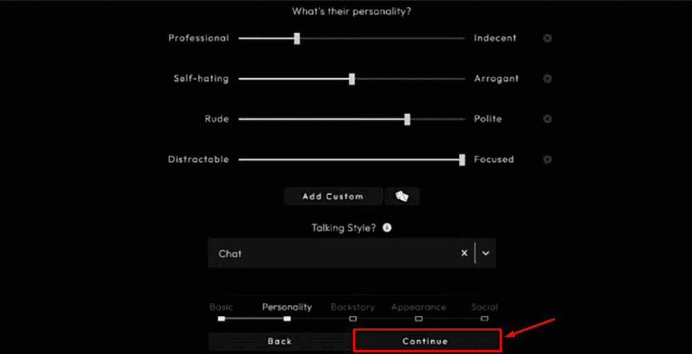 Características do personagem no Xoul.ai