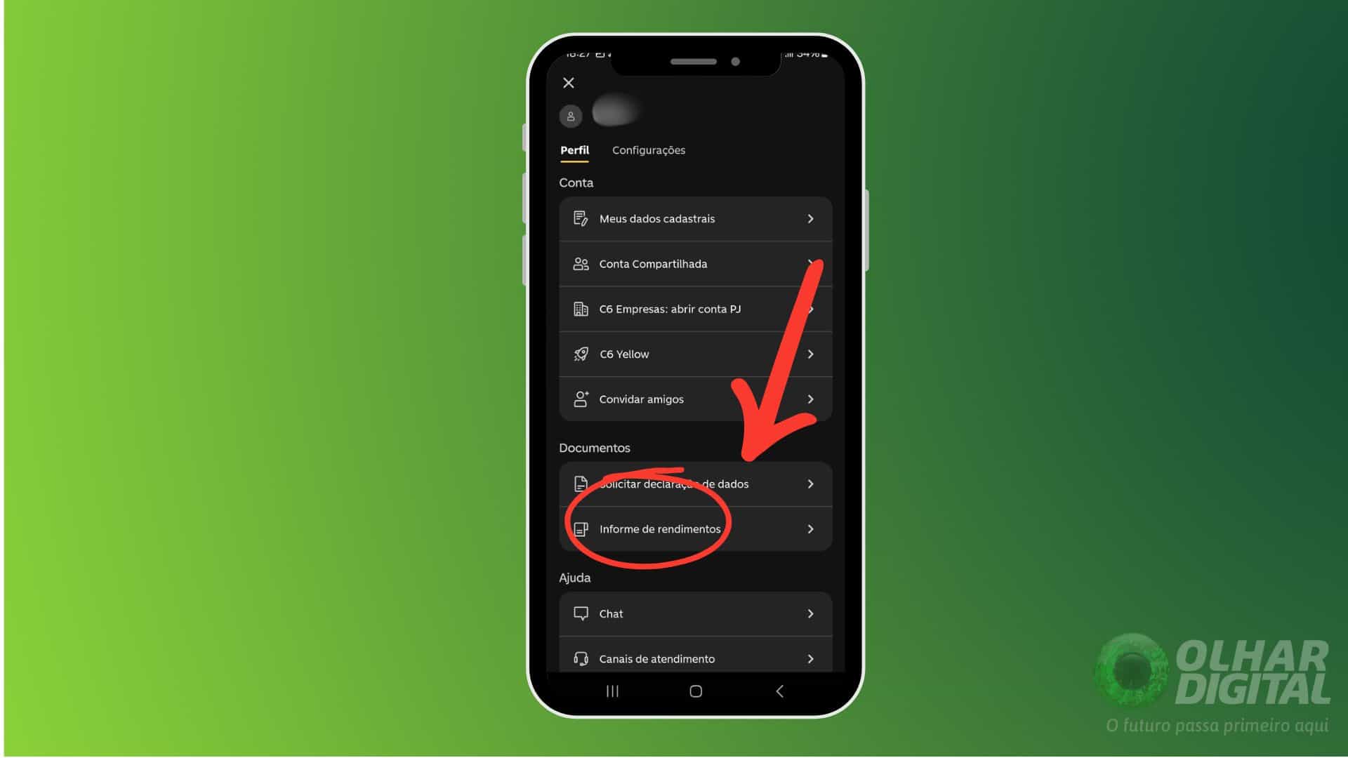 Documentos disponíveis no C6 Bank