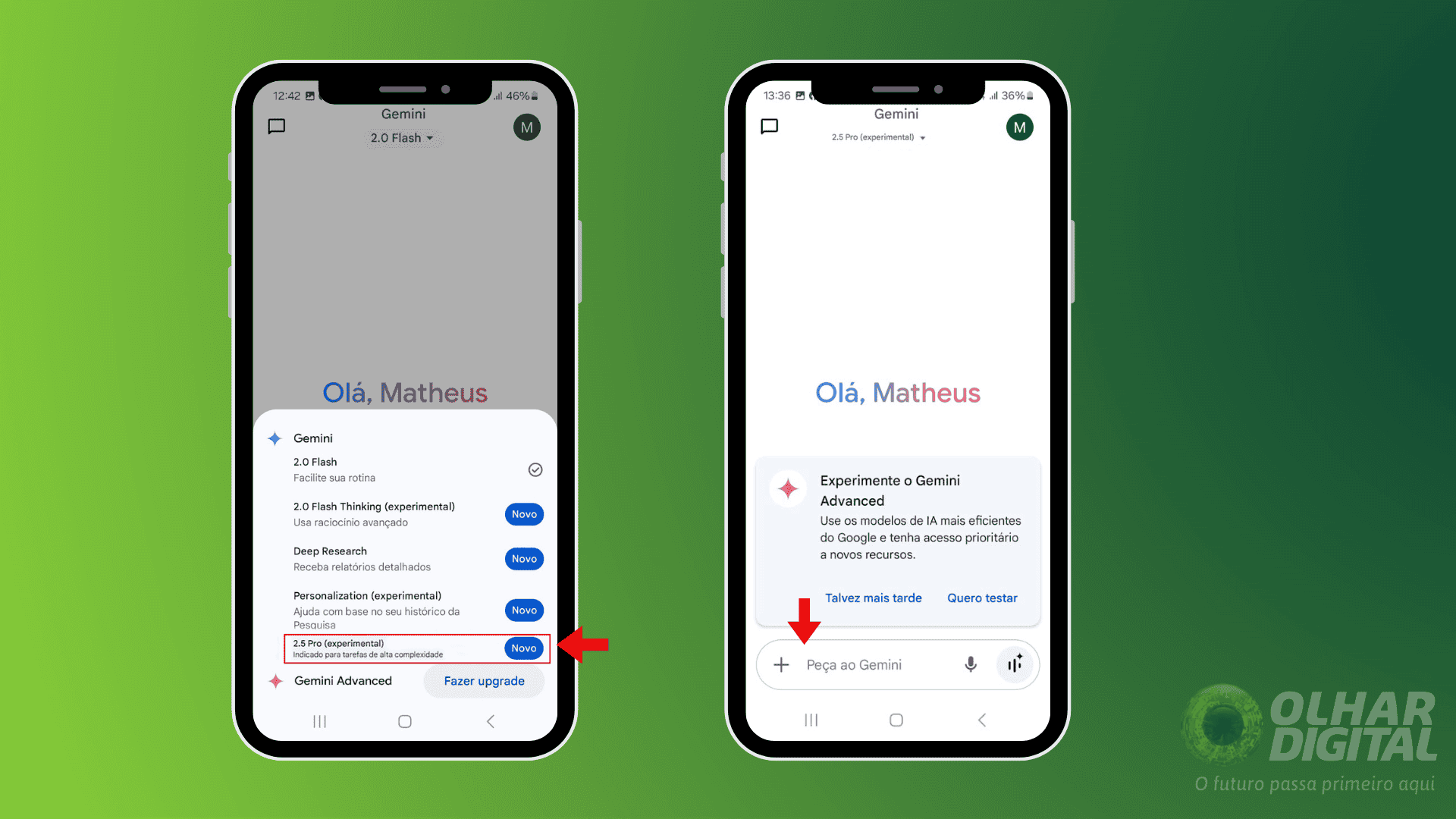 Passo 2 para usar o Gemini 2.5 Pro no celular