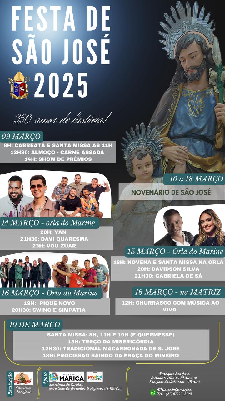 Festa em louvor a São José agita Maricá com programação religiosa e cultural