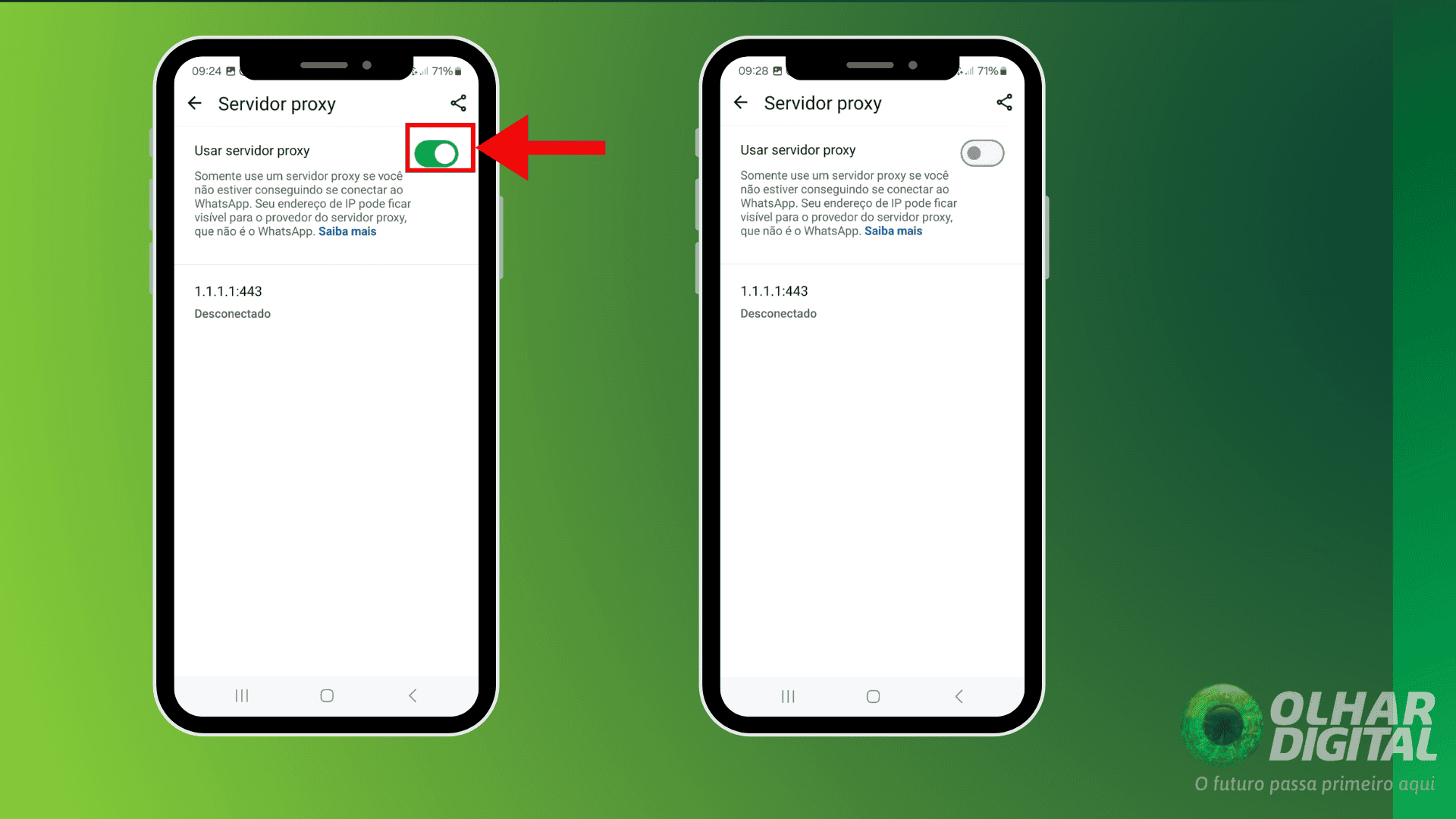 Desativando servidor proxy no WhatsApp