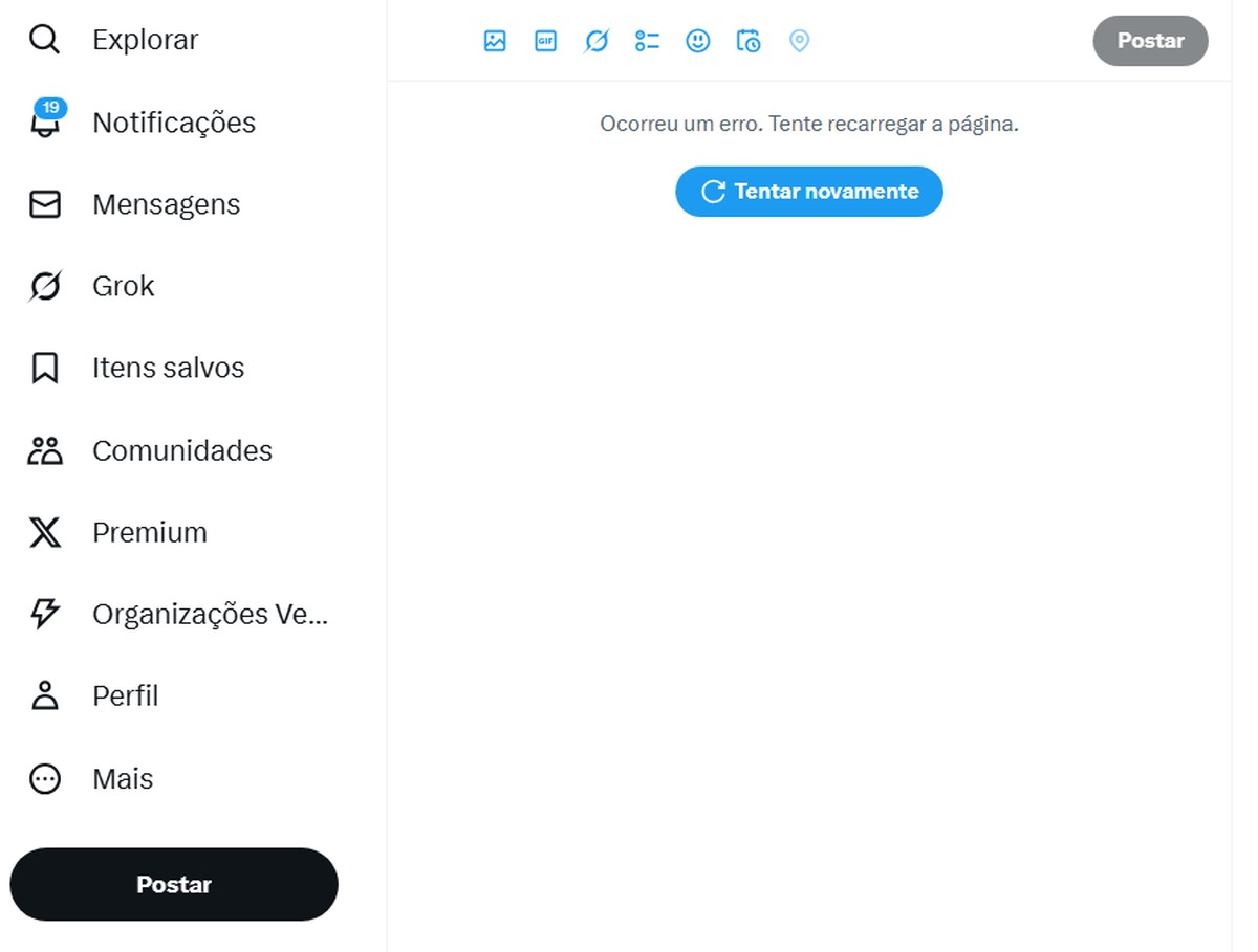 X apresenta instabilidade neste sábado