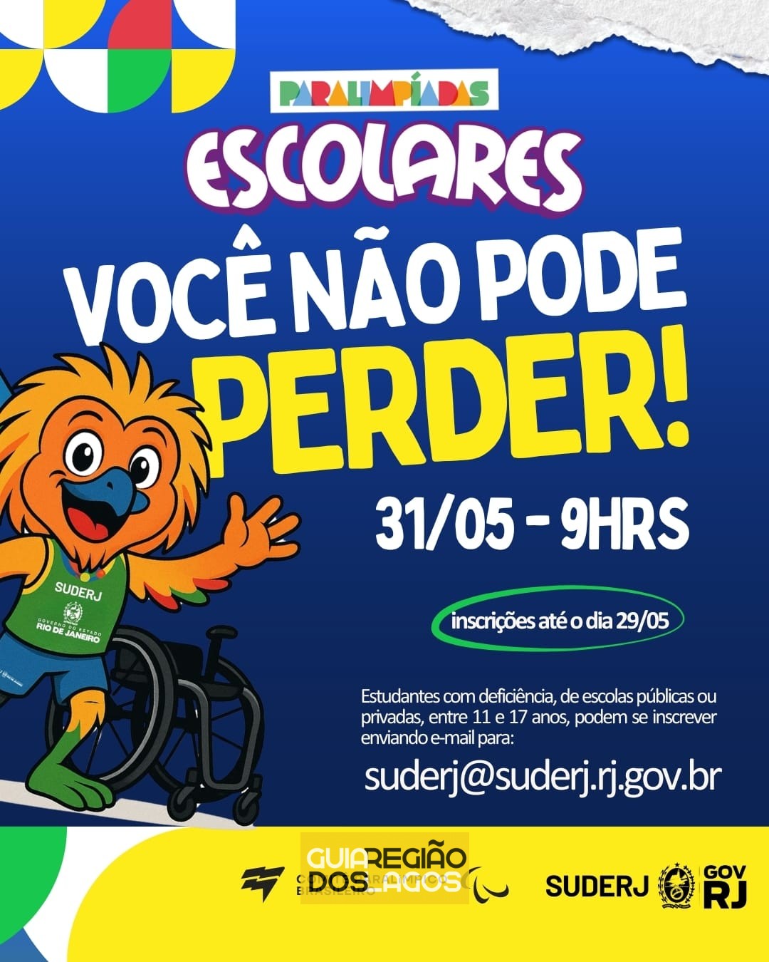 Iguaba Grande sedia seletiva das Paralimpíadas Escolares 2025 com inscrições prorrogadas até 29 de maio