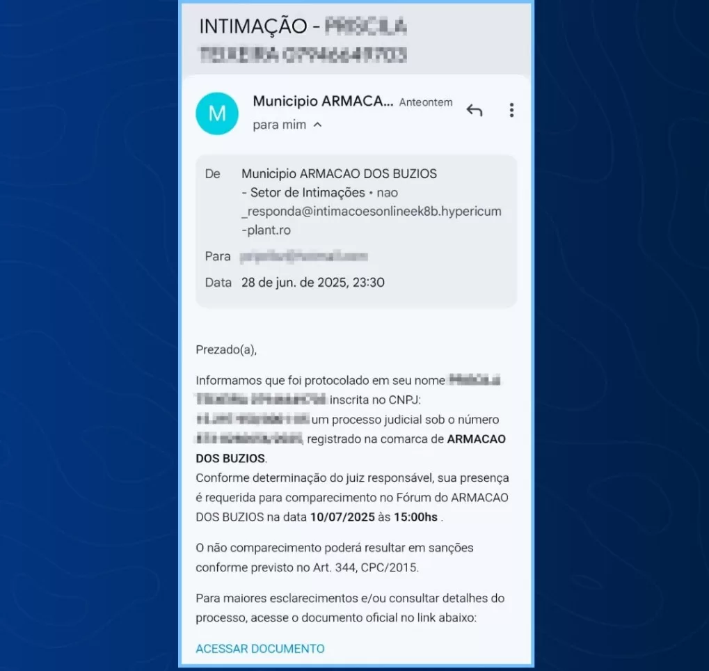 Prefeitura de Búzios alerta para golpe com falsas intimações judiciais — RC24H