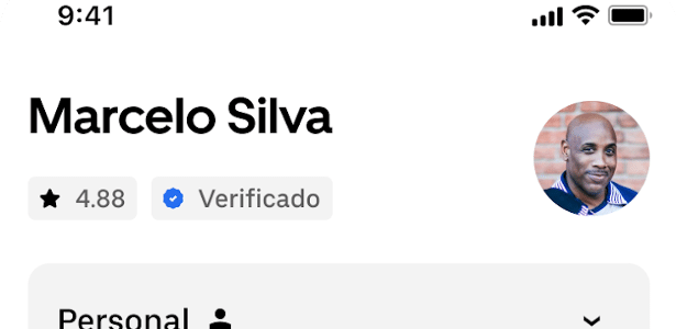 Selo de verificado para o passageiro no app da Uber