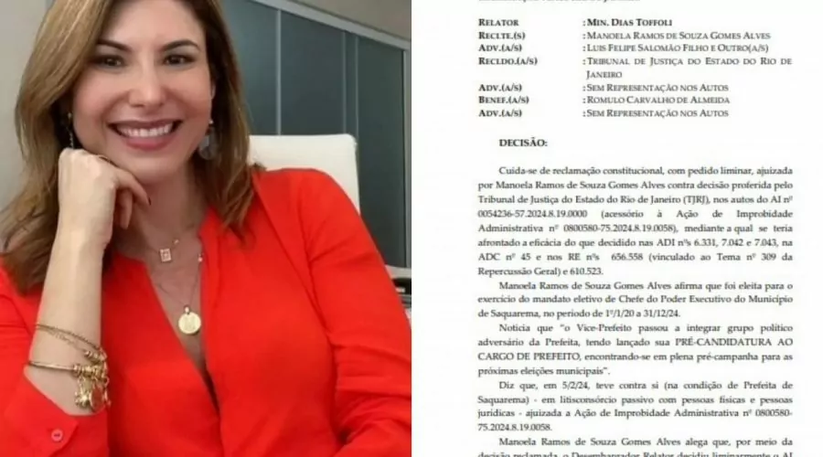 Justiça confirma retorno de Manoela Peres à prefeitura de Saquarema