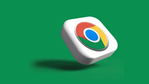 Imagem mostra o ícone em 3d do Google Chrome com uma tela verde no fundo