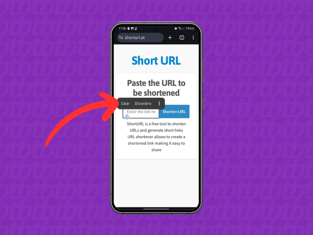 Como encurtar um link? Conheça 3 opções grátis para reduzir uma URL Guia Região dos Lagos 47 Captura de tela do site ShortURL mostra como colar uma URL longa
