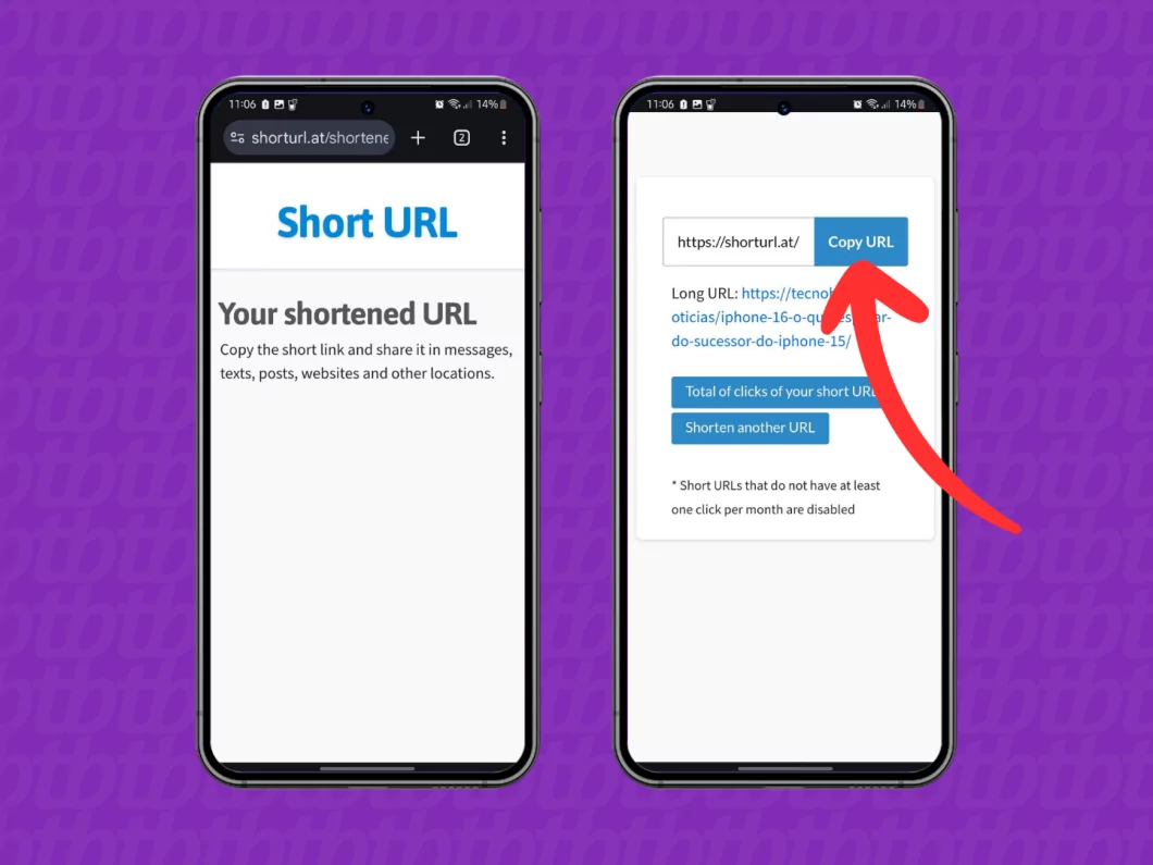 Como encurtar um link? Conheça 3 opções grátis para reduzir uma URL Guia Região dos Lagos 51 Capturas de tela do site ShortURL mostram como copiar o link encurtado