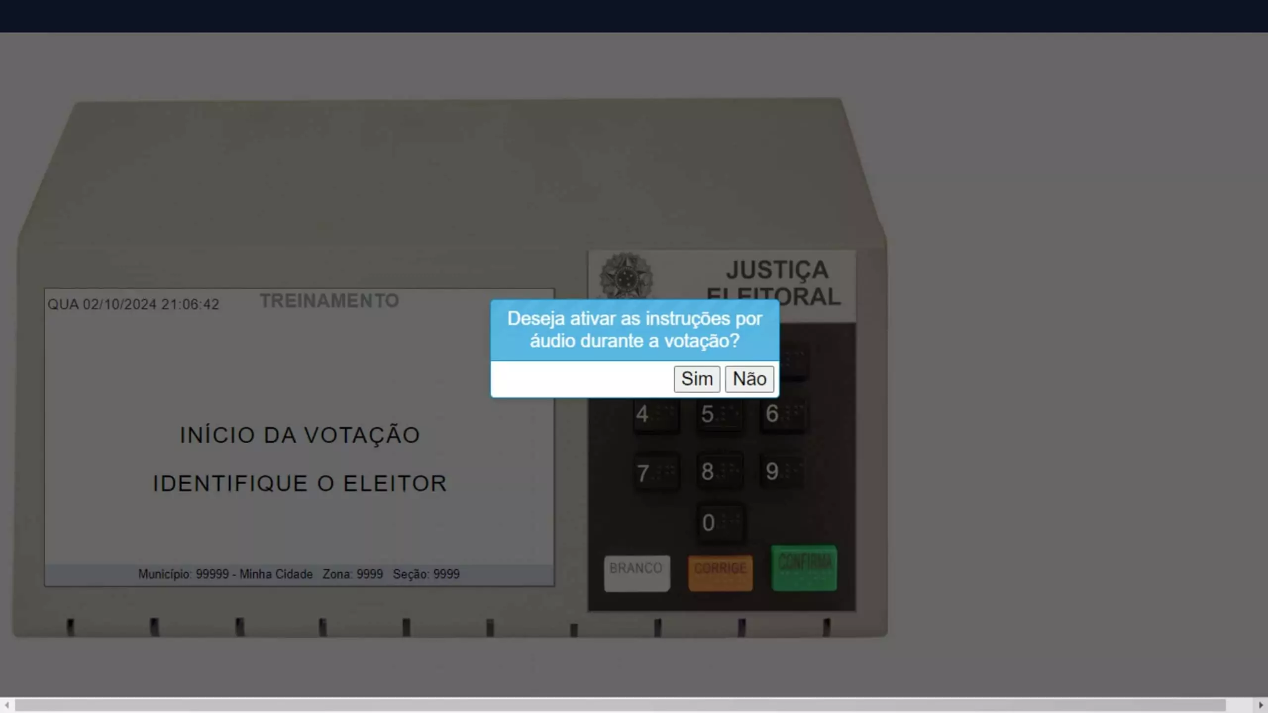 Seleção de opções no Simulador de Votação