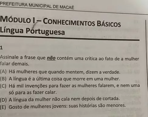 Concurso de Macaé tem duas questões anuladas por conteúdo considerado machista e misógino — RC24H