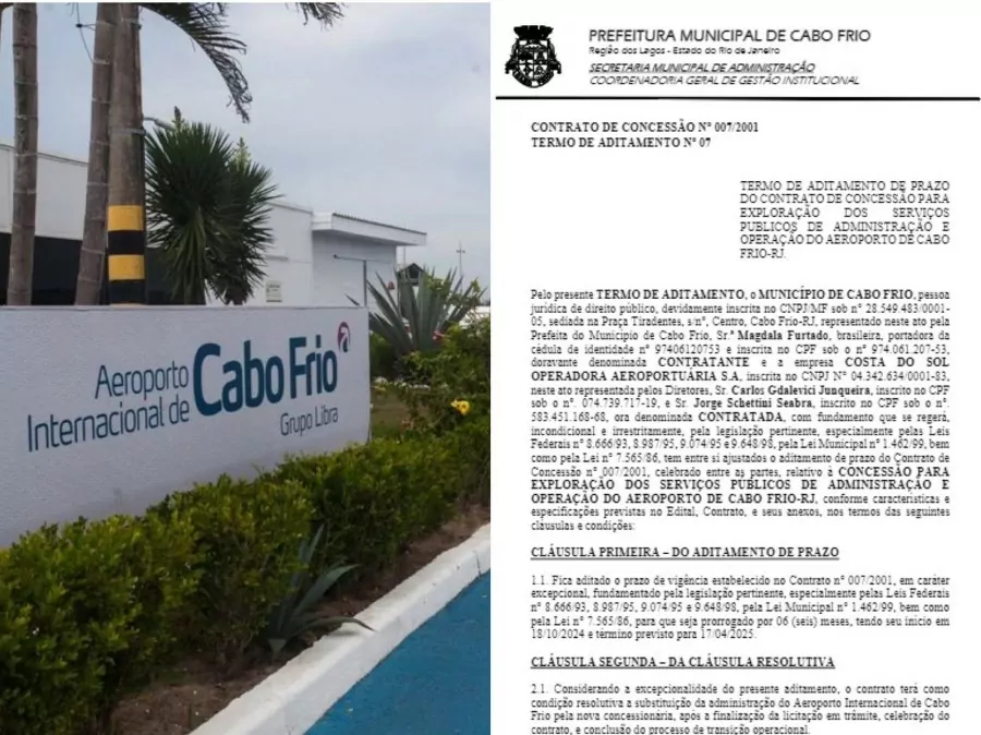 Cabo Frio prorroga concessão do aeroporto por mais 6 meses, contrariando TCE — RC24H