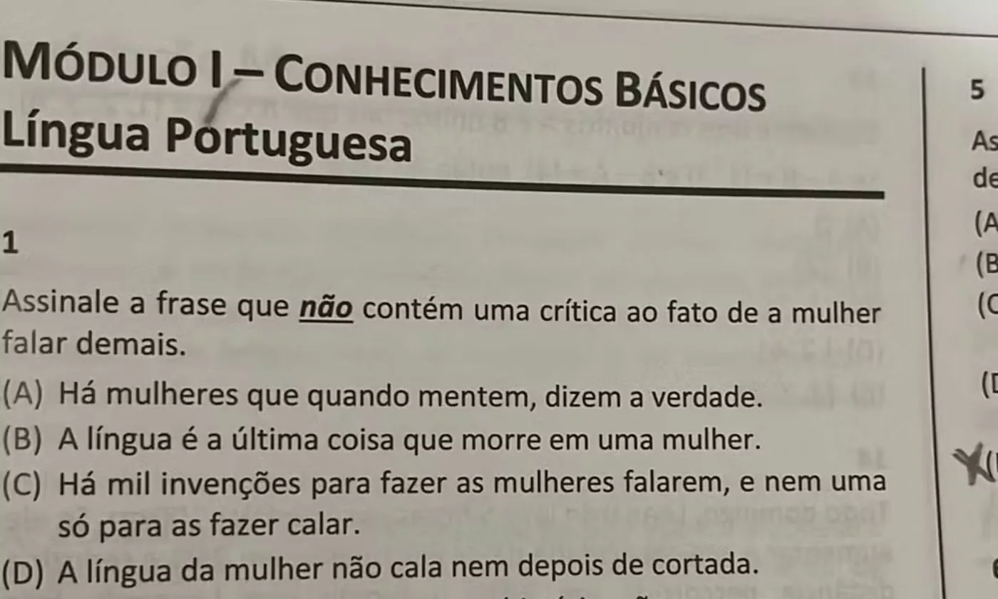 Questão de concurso público é anulada após conteúdos machistas | Enfoco