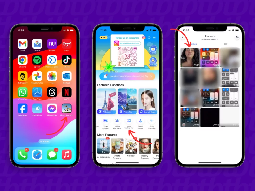 Como remover a marca d'água de vídeos do TikTok Guia Região dos Lagos 14 Carregando vídeo do TikTok no Photo Retouch