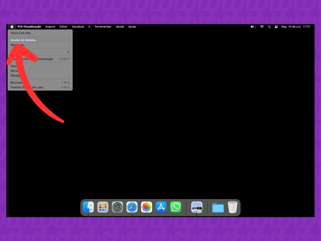 Aprenda a formatar um Mac e restaurar o macOS às configurações de fábrica Guia Região dos Lagos 12 Captura de tela do macOS mostra como abrir o menu Ajustes do Sistema