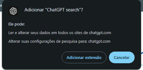 Confirmação de instalação da extensão ChatGPT