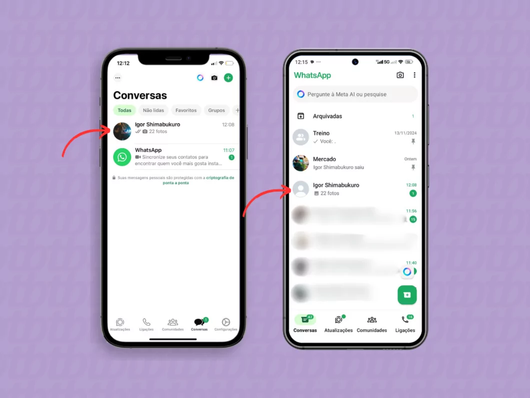 Abrindo uma conversa do WhatsApp pelo celular Abrindo uma conversa do WhatsApp pelo celular