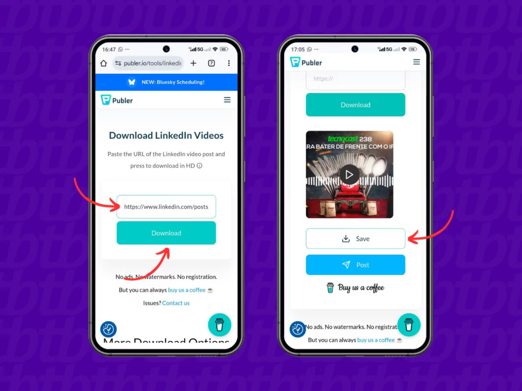 Como salvar vídeos do LinkedIn pelo celular ou computador Guia Região dos Lagos 13 Baixando o vídeo do LinkedIn com o Publer