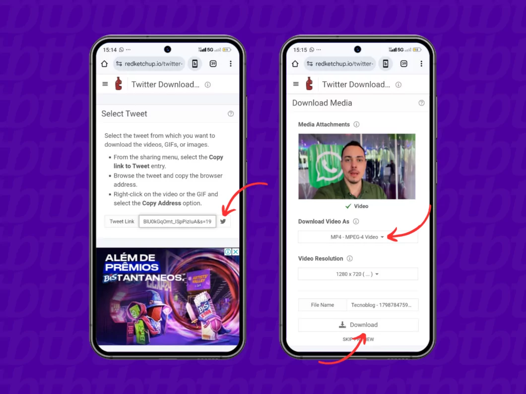 Baixando o vídeo do Twitter com o RedKetchup Baixando o vídeo do Twitter com o RedKetchup