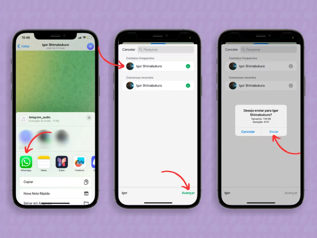 Encaminhando mensagens do Telegram para o WhatsApp via iPhone Encaminhando mensagens do Telegram para o WhatsApp via iPhone