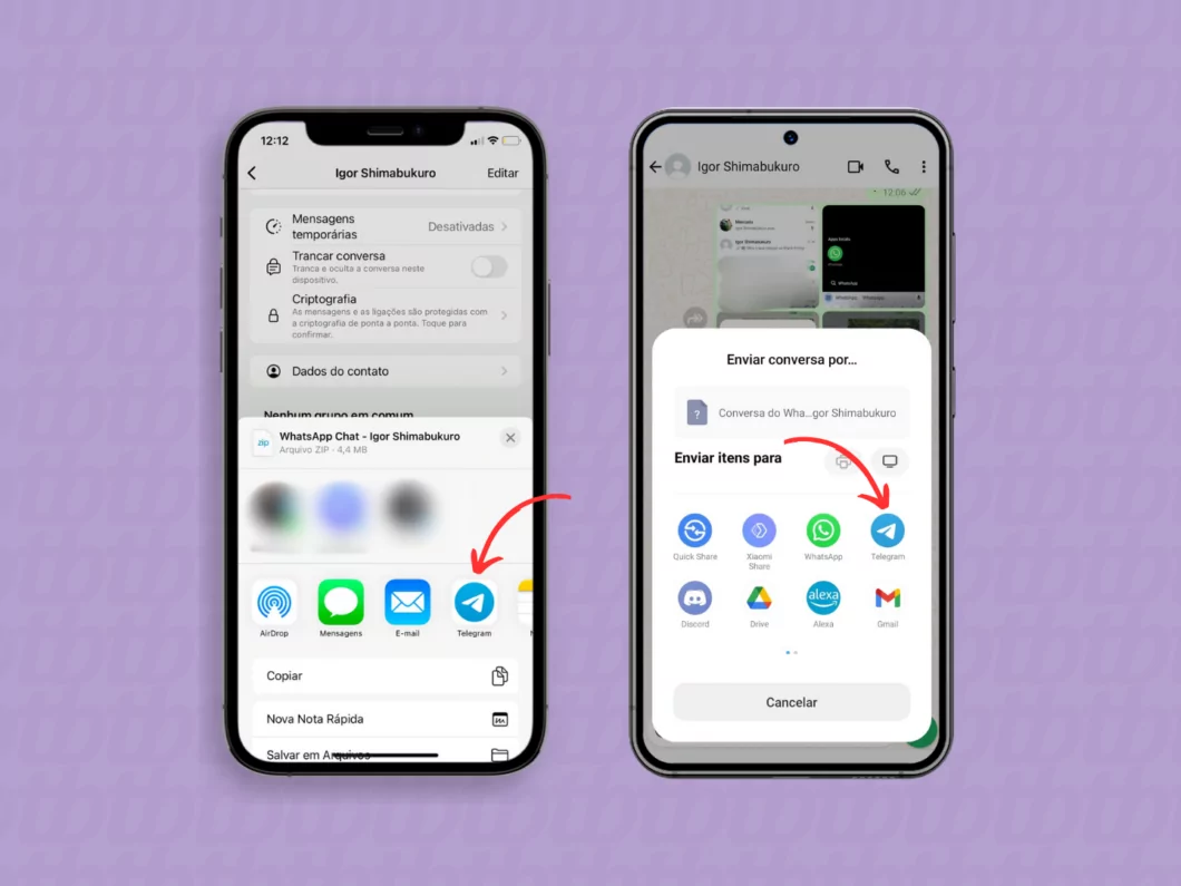 Enviando a conversa exportada do WhatsApp para o Telegram Enviando a conversa exportada do WhatsApp para o Telegram