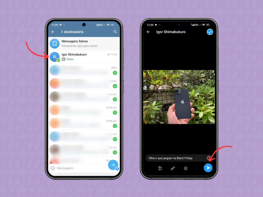 Escolhendo o chat do Telegram para receber o encaminhamento do WhatsApp Escolhendo o chat do Telegram para receber o encaminhamento do WhatsApp