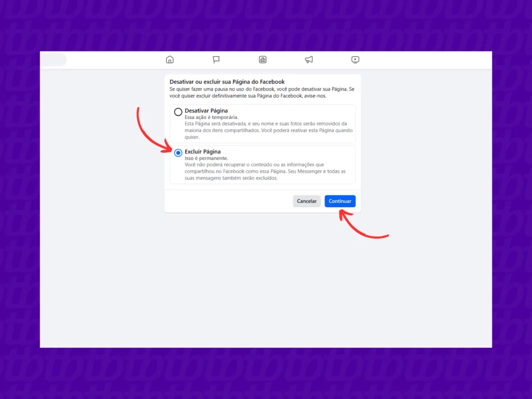 Como remover uma página do Facebook pelo celular ou computador Guia Região dos Lagos 20 Excluindo a página do Facebook pelo PC