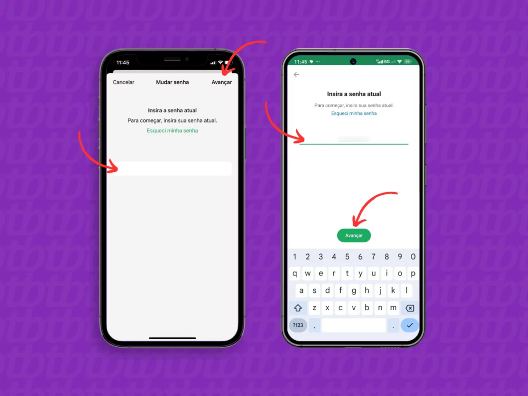 Inserindo a senha atual do backup criptografado do WhatsApp Inserindo a senha atual do backup criptografado do WhatsApp