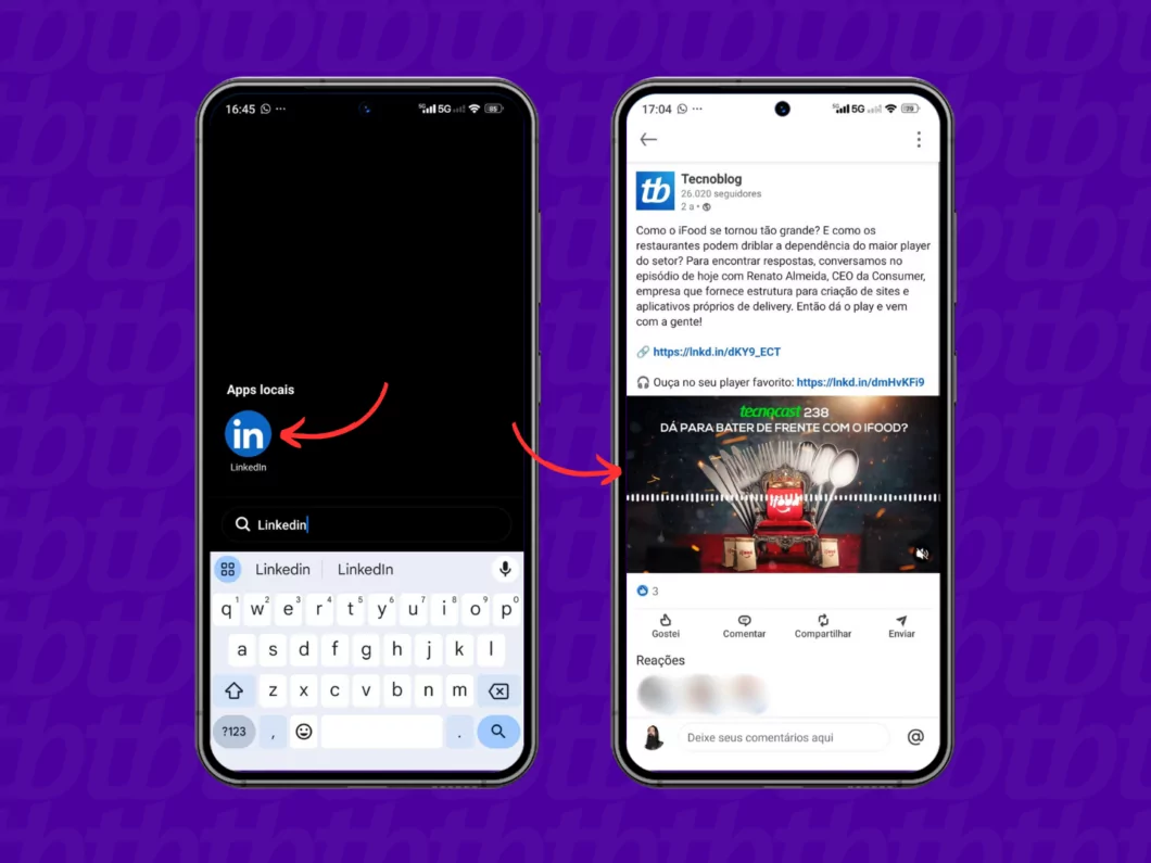 Como salvar vídeos do LinkedIn pelo celular ou computador Guia Região dos Lagos 11 Localizando o vídeo do LinkedIn a ser baixado pelo celular