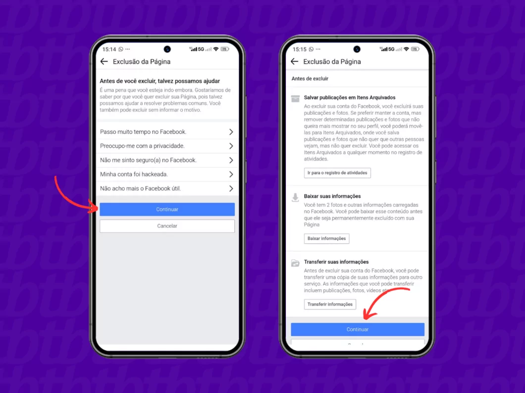 Como remover uma página do Facebook pelo celular ou computador Guia Região dos Lagos 15 Prosseguindo com a exclusão da página do Facebook pelo celular