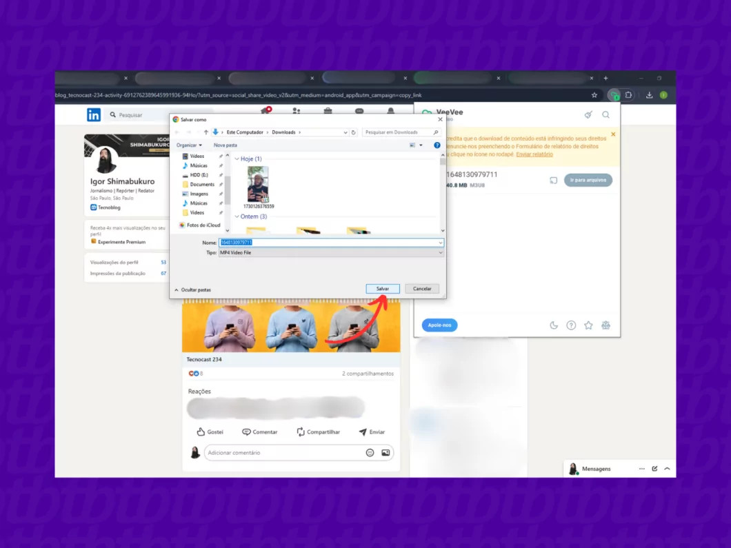 Como salvar vídeos do LinkedIn pelo celular ou computador Guia Região dos Lagos 16 Salvando o vídeo do LinkedIn em seu computador