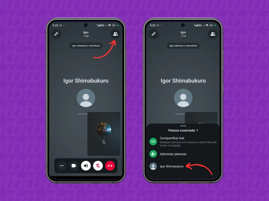 Como excluir ou silenciar alguém em uma ligação do WhatsApp Guia Região dos Lagos 7 Selecionando o contato para remoção em chamada por link do WhatsApp