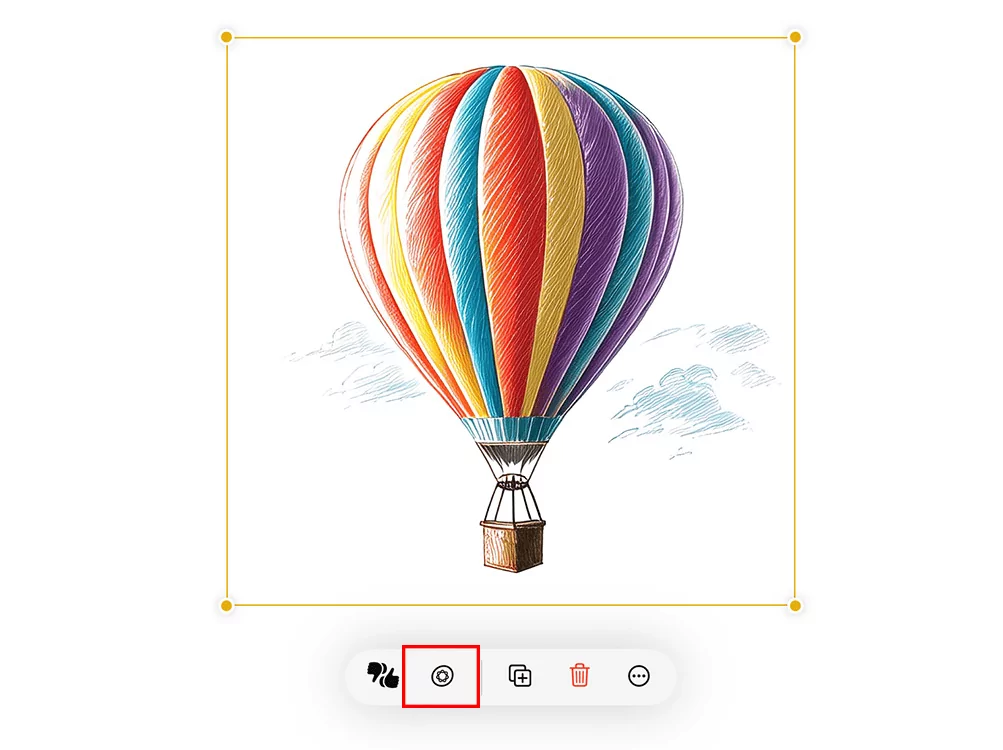 Editando imagem gerada com Image Wand Clique no ícone de inteligência da Apple para editar
