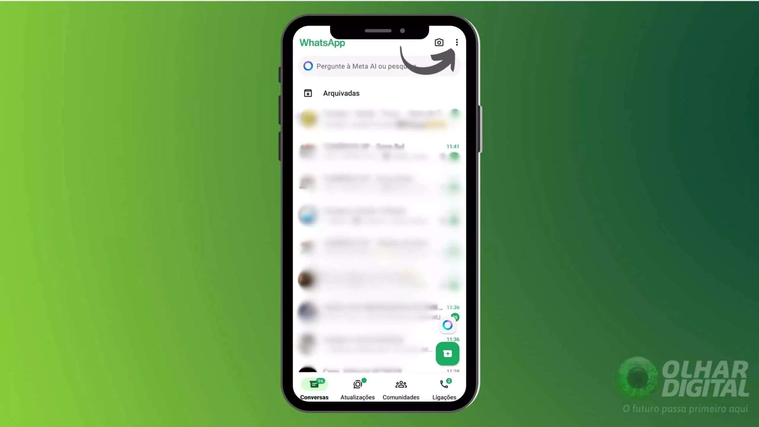 Três pontos no WhatsApp