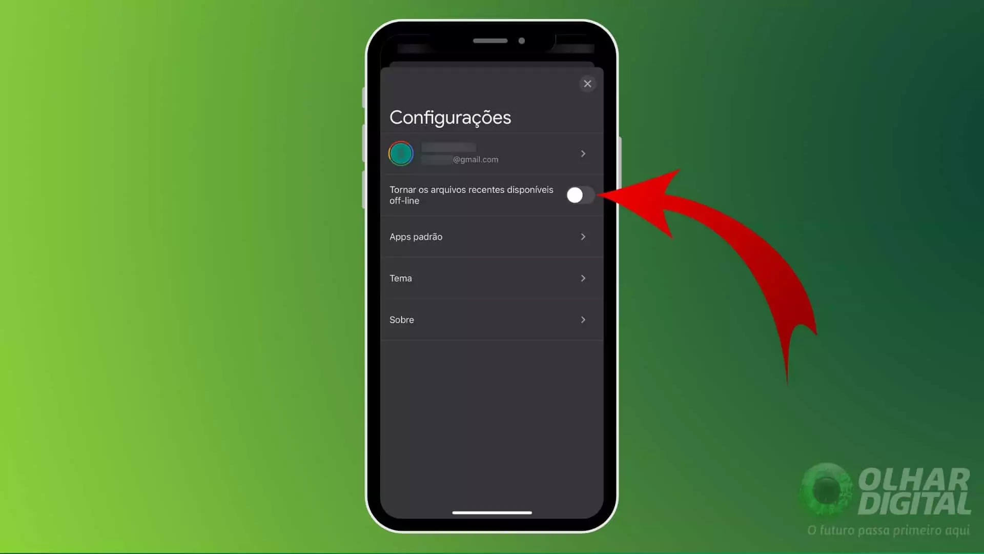 Ativação do modo offline